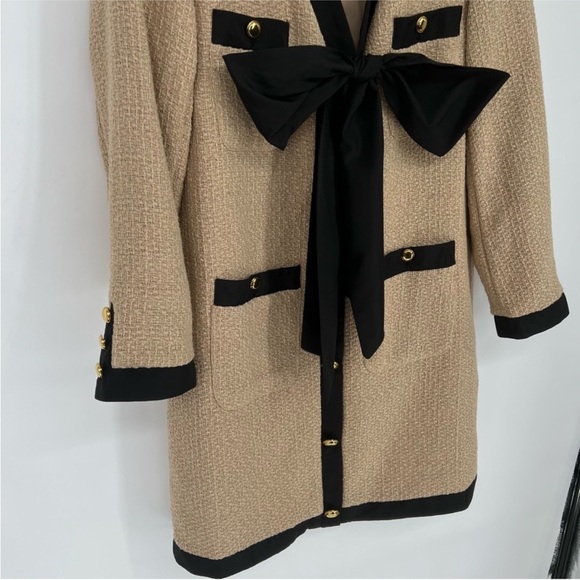 Tan Coco Tweed Bow Dress POMANDER PLACE medium - Picture 9 of 16